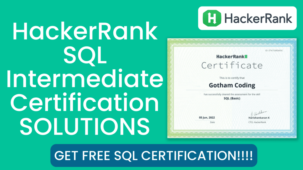 HackerRank SQL Intermediate Certification
