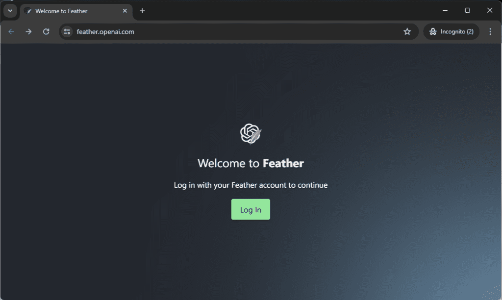 OpenAI Feather Login Page